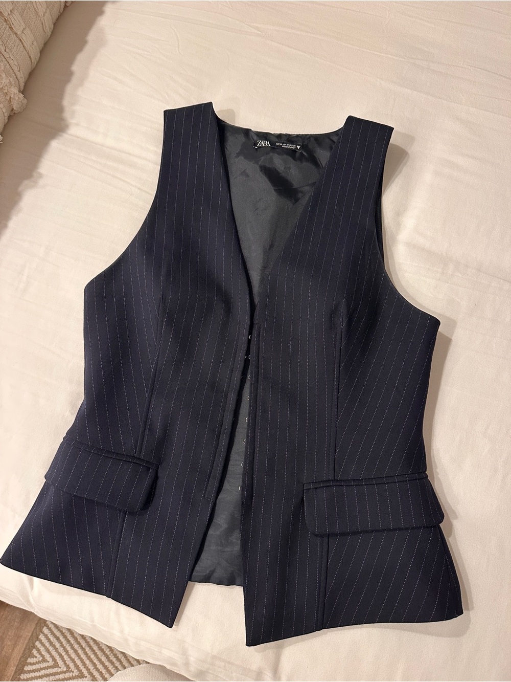 Zara Navy Pinstripe Women's Tailored Vest